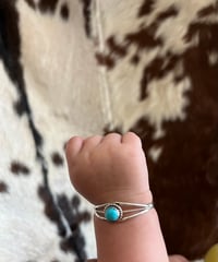 Image 2 of Native American Child Sterling Silver turquoise bracelet 