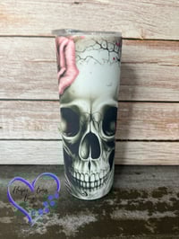 Image 1 of 20oz Red Roses/Skull Glows in the Dark
