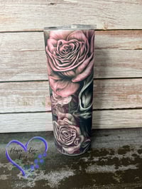 Image 2 of 20oz Red Roses/Skull Glows in the Dark