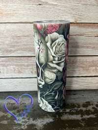 Image 3 of 20oz Red Roses/Skull Glows in the Dark