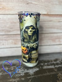 Image 1 of 20oz Halloween Skeleton and Books Glows in the Dark