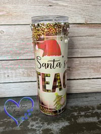 Image 1 of 20oz Santa's Favorite Teacher Holographic Sublimation Tumbler