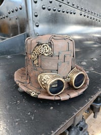 Image 4 of HANDMADE STEAMPUNK HAT WITH GOGGLES AND COGS