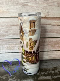Image 1 of 20oz Christmas Cottage Holographic Tumbler