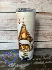 Image 2 of 20oz Christmas Cottage Holographic Tumbler