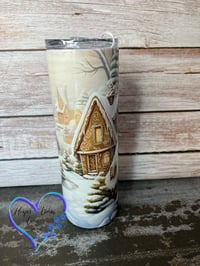 Image 3 of 20oz Christmas Cottage Holographic Tumbler