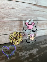 Image 1 of 16oz Mickey and Minnie Halloween  Glass Can 