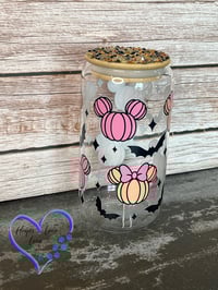 Image 3 of 16oz Mickey and Minnie Halloween  Glass Can 