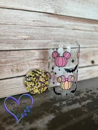 Image 5 of 16oz Mickey and Minnie Halloween  Glass Can 