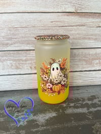 Image 1 of 16oz Fall Ghost Glass Can 