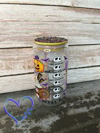 Image 4 of 16oz Jack Skellington Halloween Glass Can 