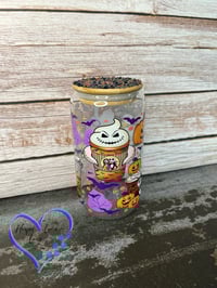Image 1 of 16oz Jack Skellington Halloween Glass Can 