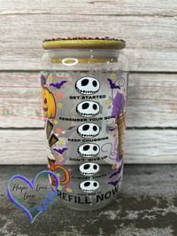 Image 5 of 16oz Jack Skellington Halloween Glass Can 