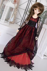 Image 1 of LIMITED - Black and red lace gown with corset for MNF/PetiteMarionette girls