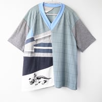 Image 1 of triceratops courtneycourtney adult size XL extra large vneck raglan short sleeve tee tshirt top