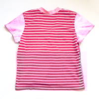 Image 2 of triceratops pink dyed courtneycourtney adult size m/l medium large vneck short sleeve tee tshirt top