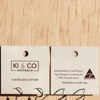 Image 3 of Australian made leather earrings - Leaf. Tan, emerald green, navy [LGN-871]