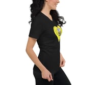 Image 2 of Rainbow Cottage Garden - Yellow Heart - Black Ladies T-shirt