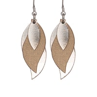 Image 1 of Australian leather leaf earrings - Rose gold with matte rose gold [LRG-870]