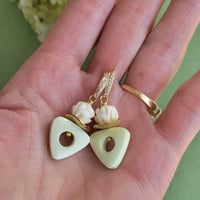 Image 4 of Lemon Lime Sorbet – Lemon Chrysoprase + Carved Bone Earrings