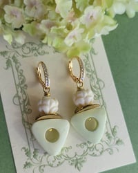 Image 1 of Lemon Lime Sorbet – Lemon Chrysoprase + Carved Bone Earrings