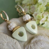 Image 7 of Lemon Lime Sorbet – Lemon Chrysoprase + Carved Bone Earrings