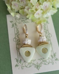 Image 6 of Lemon Lime Sorbet – Lemon Chrysoprase + Carved Bone Earrings