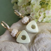 Image 10 of Lemon Lime Sorbet – Lemon Chrysoprase + Carved Bone Earrings