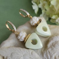 Image 9 of Lemon Lime Sorbet – Lemon Chrysoprase + Carved Bone Earrings