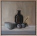 Image of Nature morte au bol, à la bouteille et aux prunes