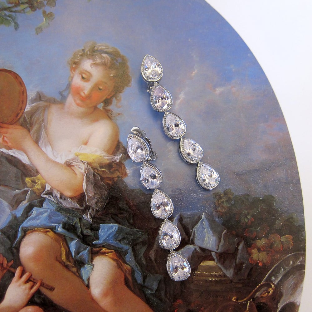 Image of Frostpetal clip-on dangle earrings