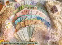 Image 2 of 96 Sheets Textured Scrapbook Paper and Mesh Fabric Assorted Set 3.9x5.5 Inch