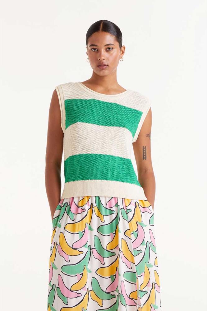 Image of 1-Top punto rayas verdes 