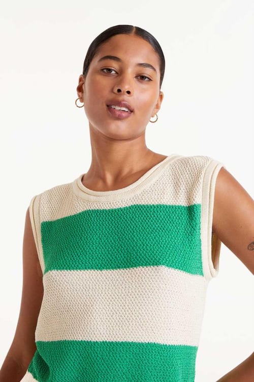 Image of 1-Top punto rayas verdes 