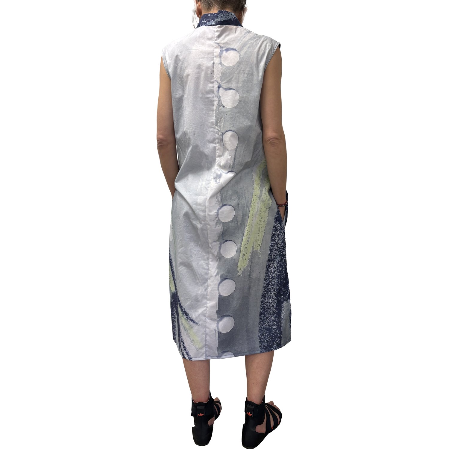 Image of DRESS PRINTED WITH SKETCHBOOK PAGES IN ORGANIC COTTON
