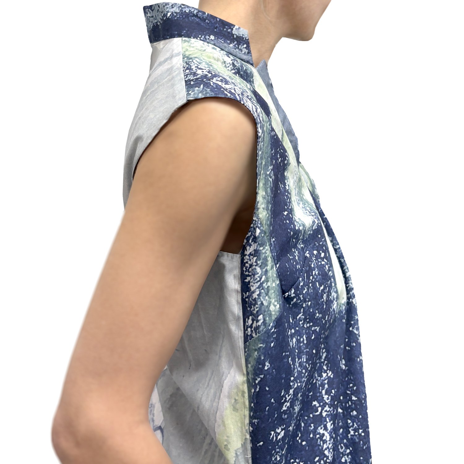 Image of DRESS PRINTED WITH SKETCHBOOK PAGES IN ORGANIC COTTON