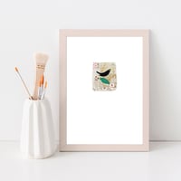 Image 5 of PRINT - A4 - reproduction of my hand stitched artwork -wall art - Blackbird #1