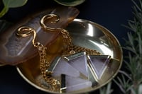 Image 2 of Ear Weights - Chain & Crystal Hangers - Rose Quartz - GOLD - Dangle Earrings - Stainless Steel