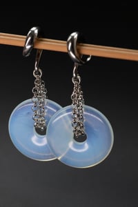 Image 2 of Ear Weights - OPALITE Rolo Chain - Opalite - Glass Chain Hangers - Stretched Ears - Hook Style Ear 