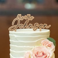 Image 1 of Wooden Wedding Cake Topper with Custom Name