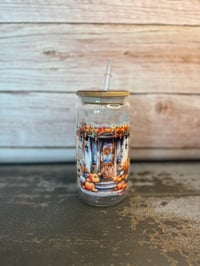 Image 1 of 16 oz Fall Pumpkins Glass Tumbler