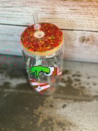Image 2 of 16oz Grinch Glass Can 