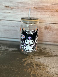 Image 1 of 16oz Kuromi Glass Tumbler