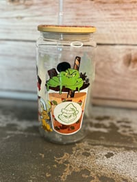 Image 1 of 16oz Grinch Coffee Glass Tumbler