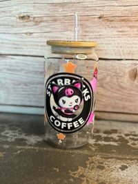 Image 1 of 16oz Kuromi Coffee Glass Tumbler