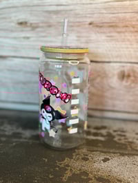 Image 4 of 16oz Kuromi Coffee Glass Tumbler