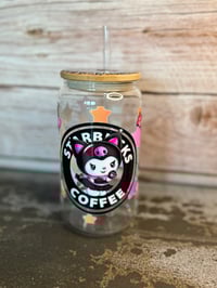 Image 5 of 16oz Kuromi Coffee Glass Tumbler