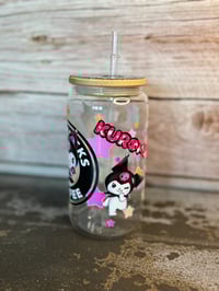 Image 3 of 16oz Kuromi Coffee Glass Tumbler