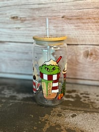 Image 1 of 16oz Grinch Coffee Glass