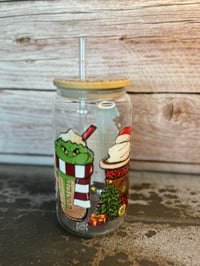 Image 5 of 16oz Grinch Coffee Glass